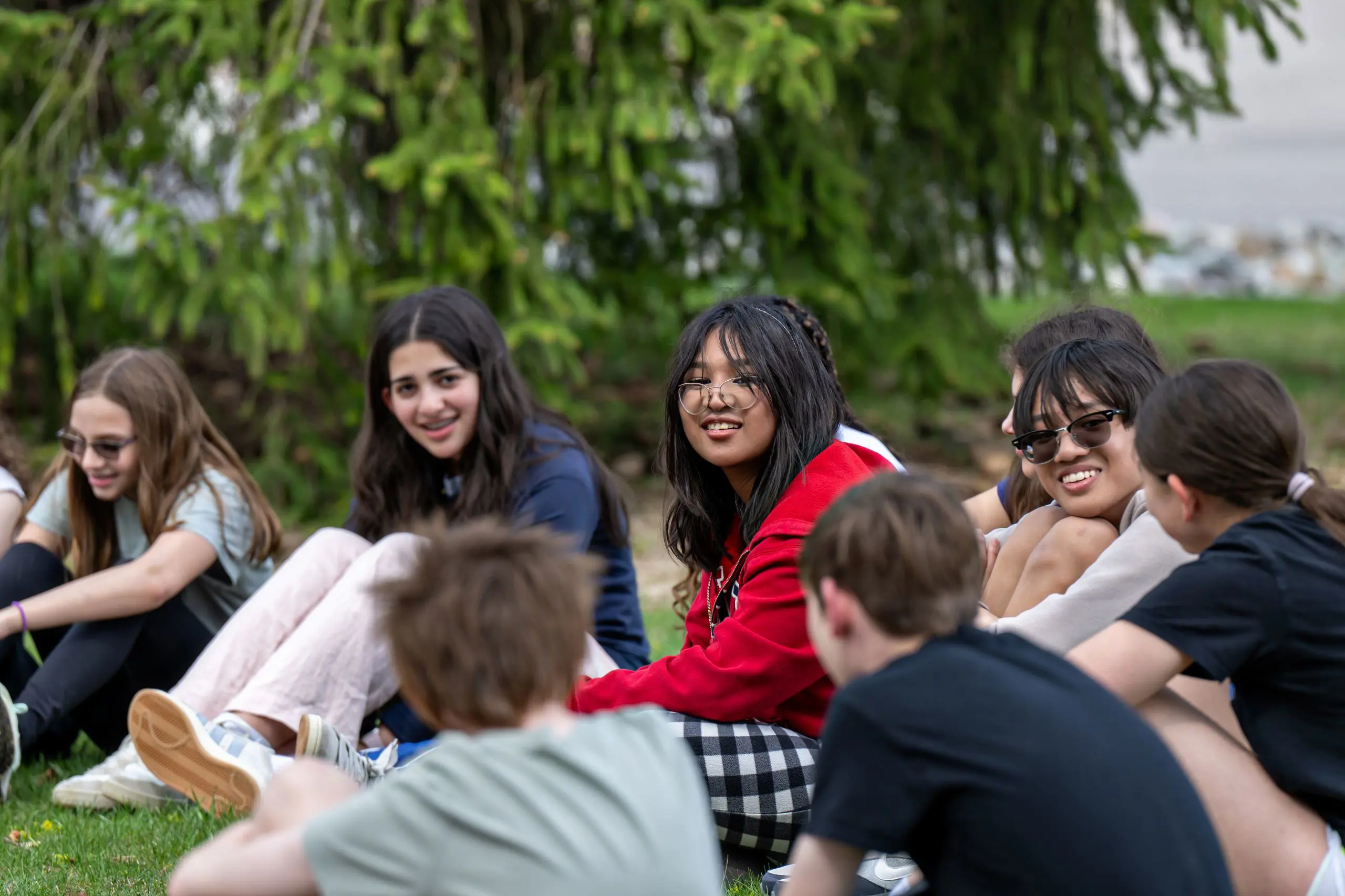 Students sitting outside