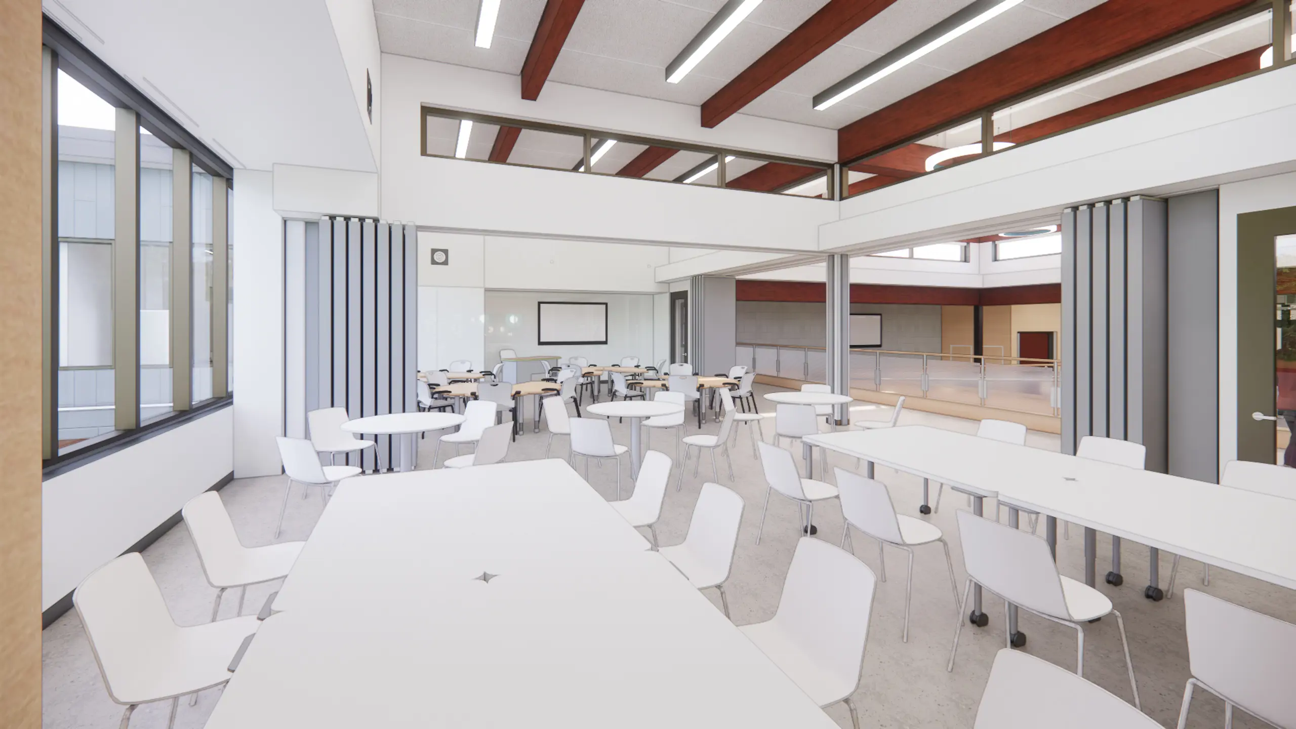 The flex loft where classes, meetings, and performances will happen