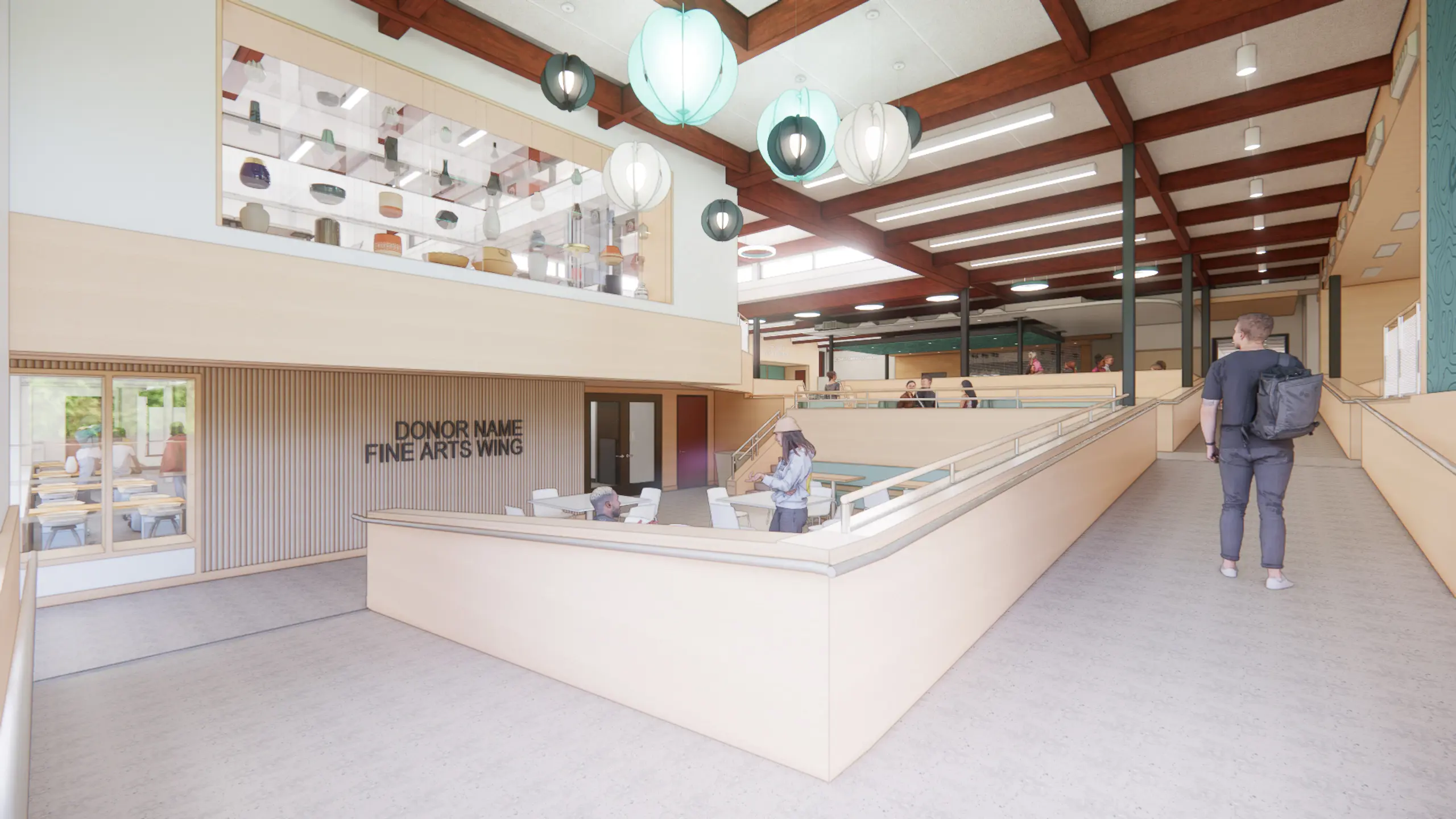 A view of the dining room just outside the new arts wing and gallery