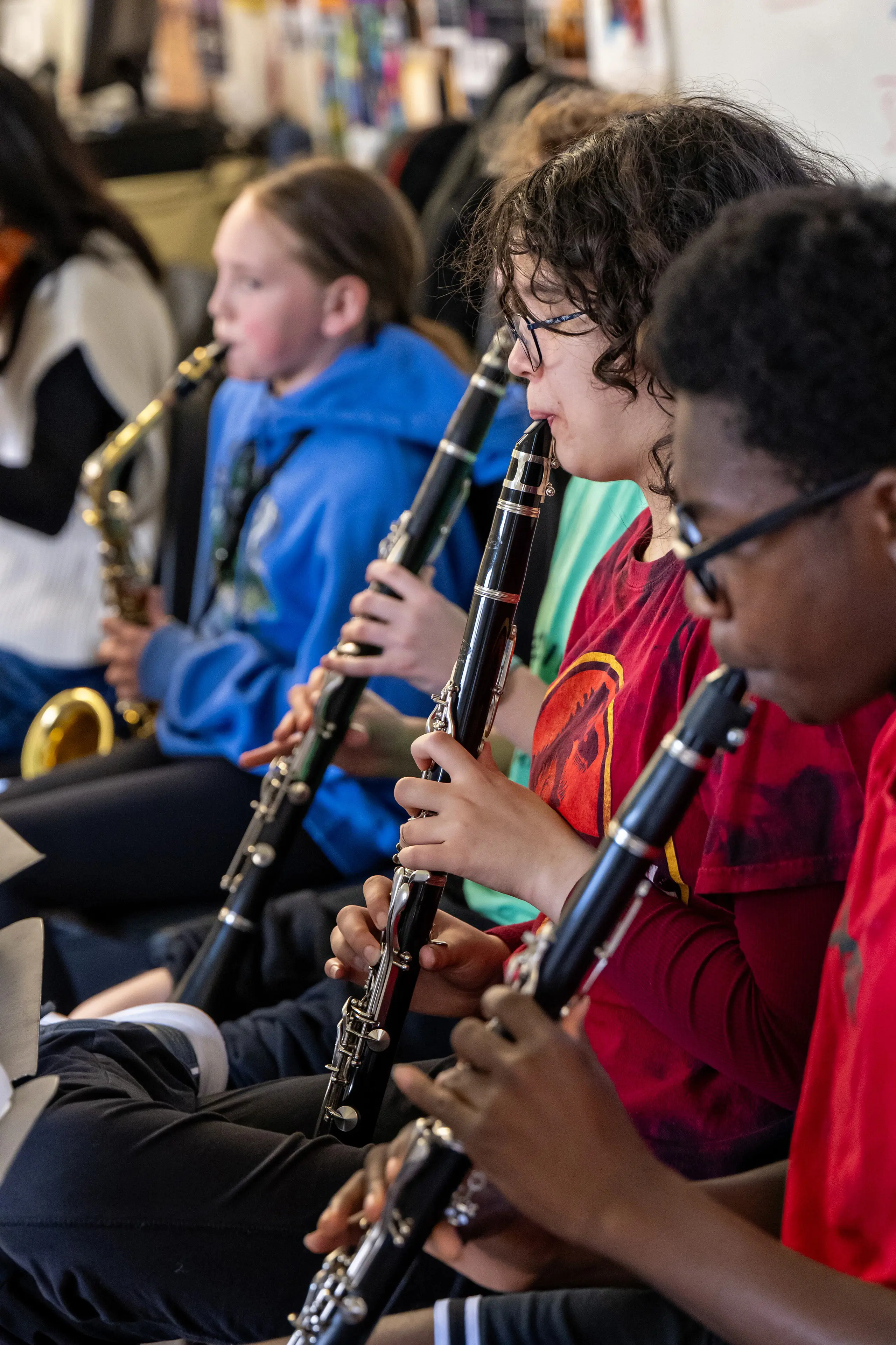 Students playing instruments