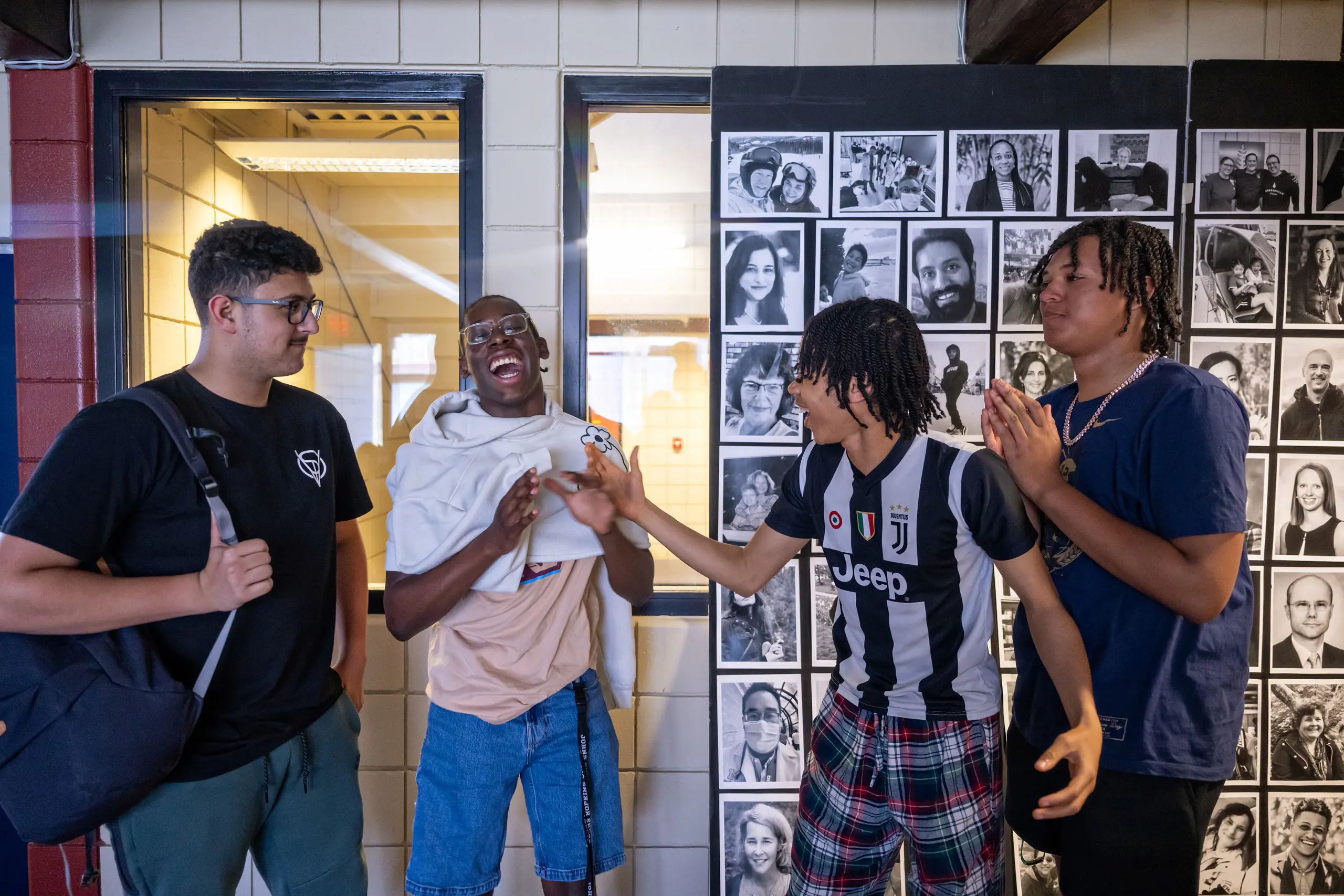 Friends coming together between classes