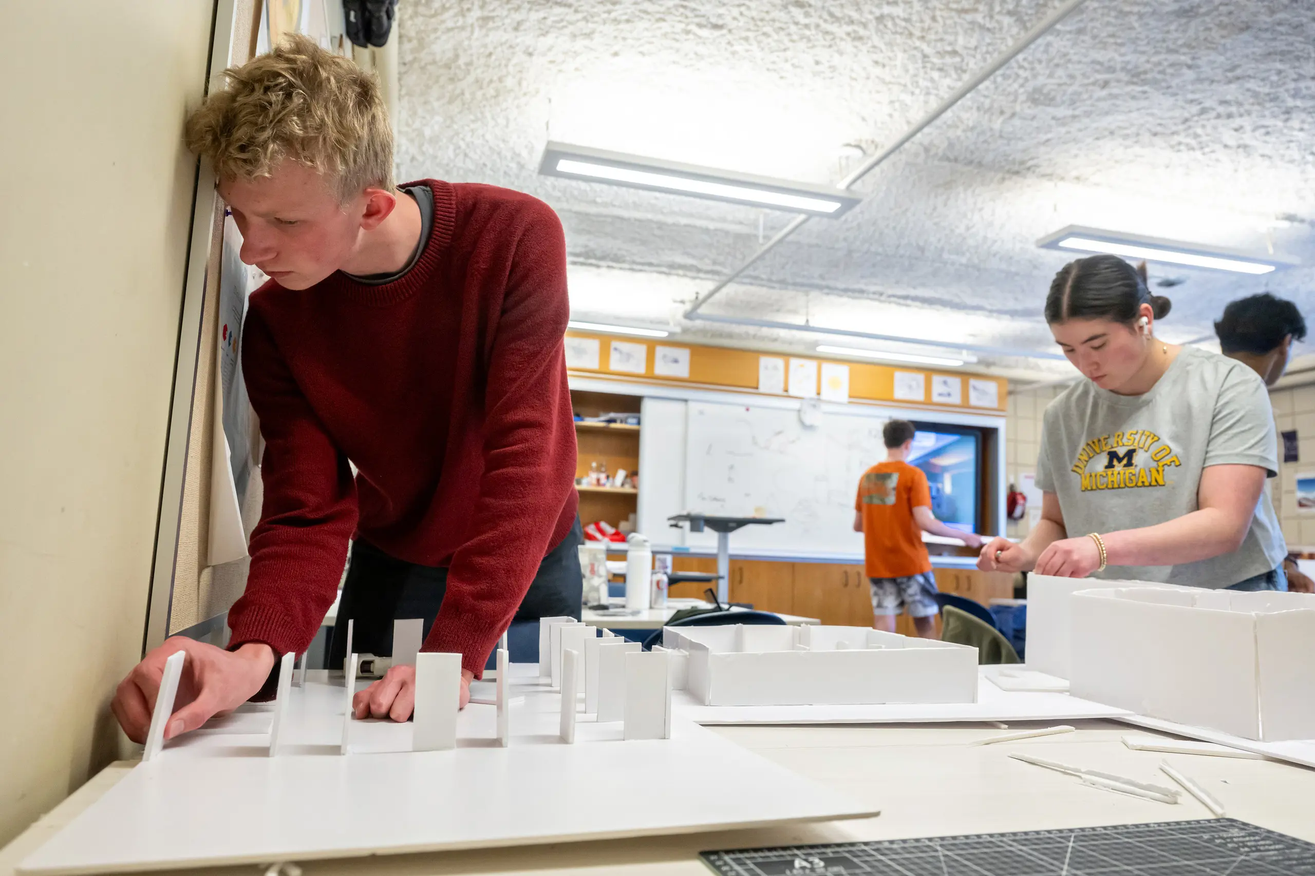 Students making art projects