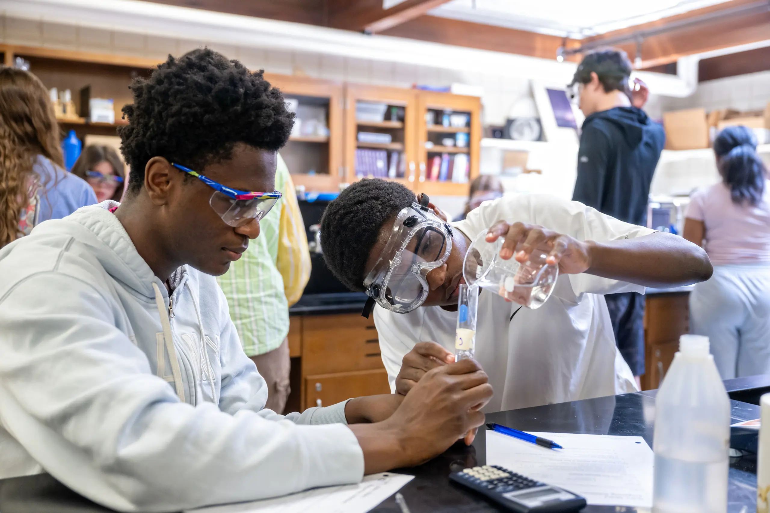 Students in science class
