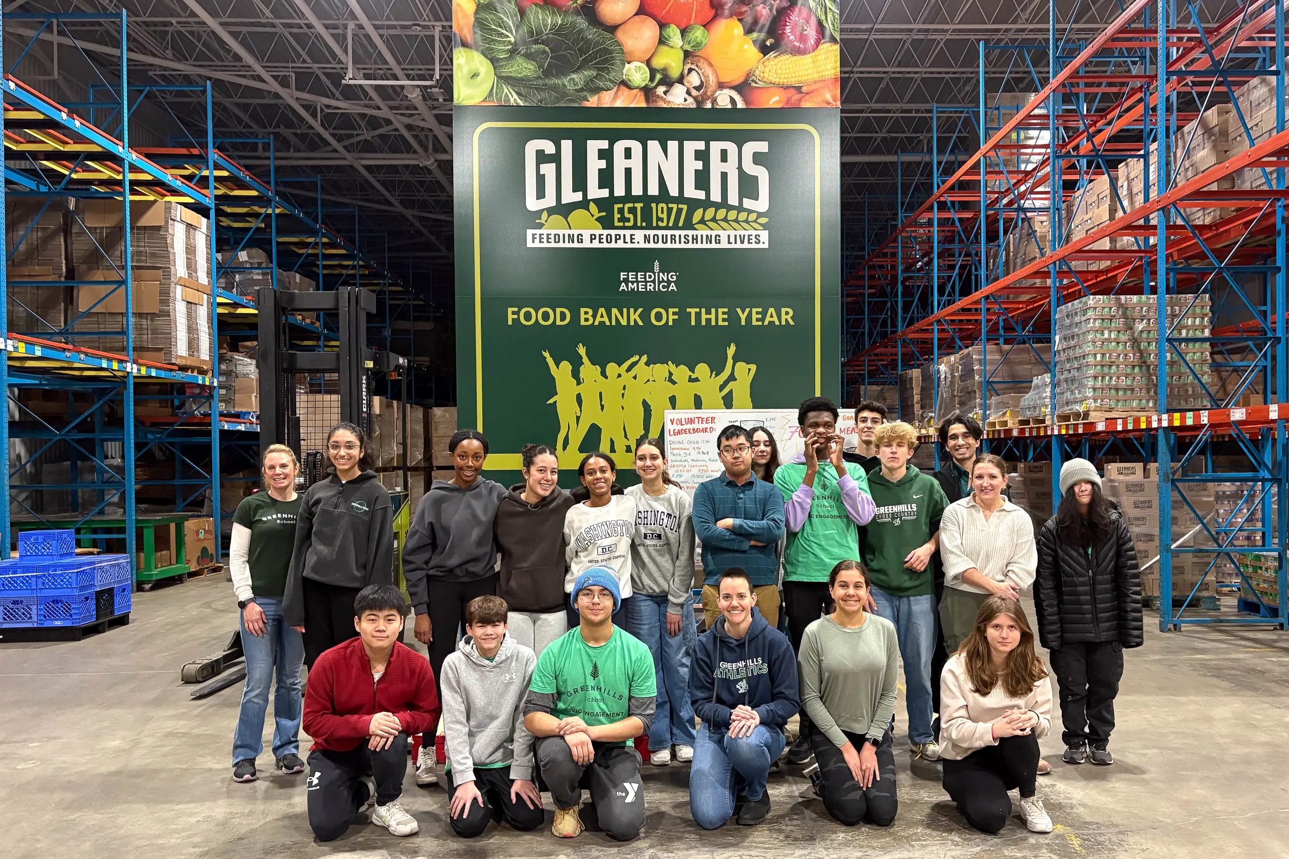 Students volunteer at Gleaners during one of our all-school service days