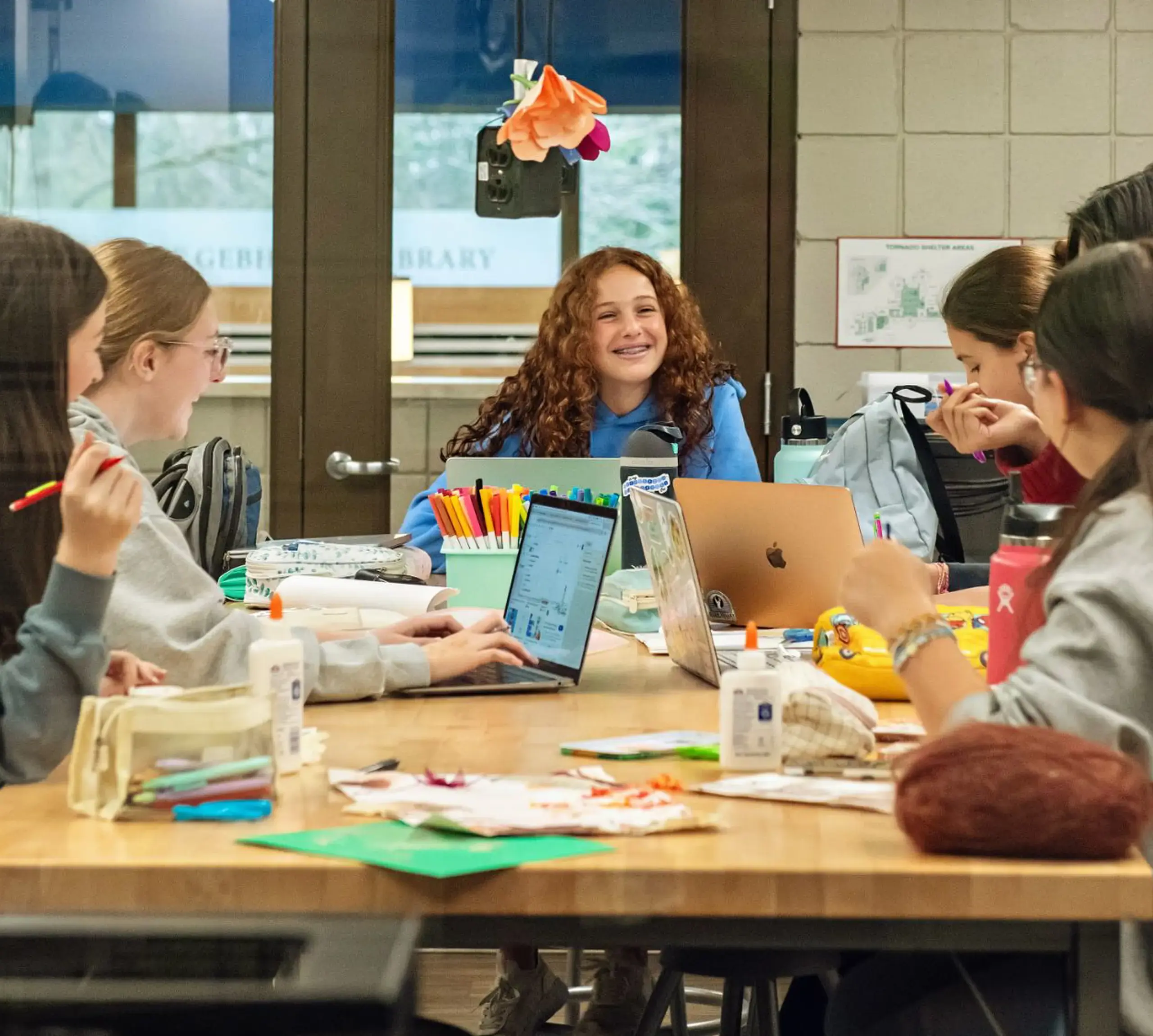 Students in class together